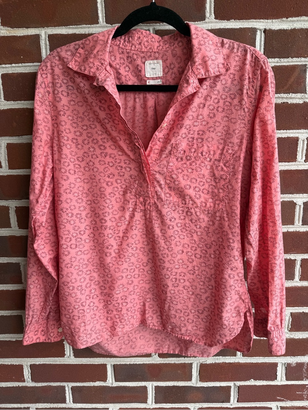GAP Pink Printed Button-Down Pullover Shirt